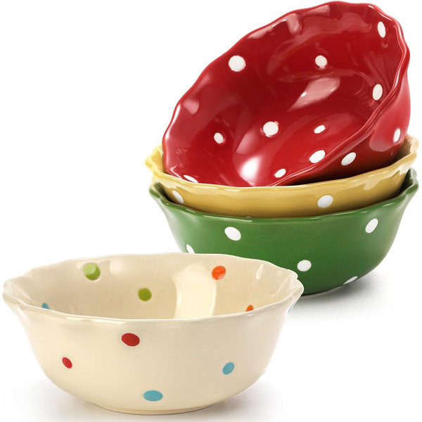 Gracie Oaks 4 Pack Porcelain Dessert Bowls, 9 OZ Ceramic Ice Cream Bowl